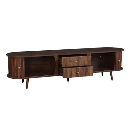 70.87 Inch Mid-Century Modern TV Stand with Tambour Doors & Fluted Drawers for 80 Inch TV