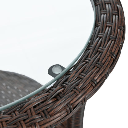 U_STYLE Outdoor Leisure Set, 2 Rattan Single Chairs with A Glass Round Table, Perfectly Suited for Patios, Balconies, and Courtyards