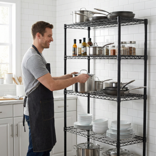 5-Tier Heavy Duty Metal Wire Shelving Rack with Adjustable Shelves