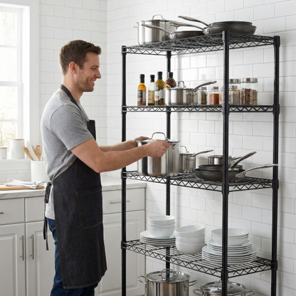 5-Tier Heavy Duty Metal Wire Shelving Rack with Adjustable Shelves