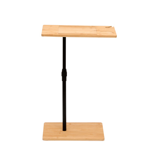 Height Adjustable Bamboo C-Shaped 2-Tier Side Table