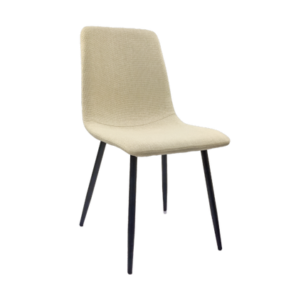 55" MDF Wood Colour Dining Table and Modern Dining Chair Set of 4, Mid Century Wooden Kitchen Table Set, Metal Base & Legs, Dining Room Table and Linen Chairs
