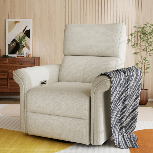 Power Swivel Rocker Recliner Chair for Adults,Rocking Glider Recliner for Small Spaces,Fabric Rocking Chair for Nursery,Single Sofa Recliner for Home Theater Living Room Bedroom(Fabric+Light Gray)