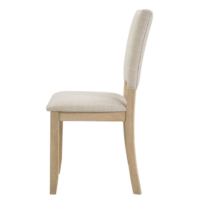 Dining Chairs Set of 4, Light Oak & Beige, Padded Seat, Solid Wood Frame