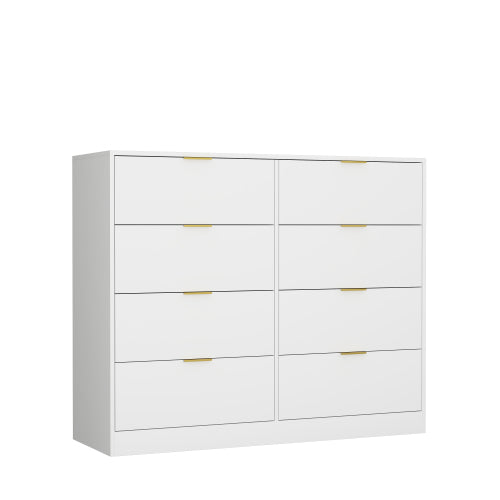 8 Drawers Dresser for Bedroom, Wood Bedroom Dresser Modern Drawer Chest, 8 Chest of Drawer, Tall Dresser for Closet, Dressers Organizer for Living Room, Closet, Hallway White