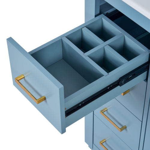 30'' Bathroom Vanity with Ceramic Sink Combo,Solid Wood Frame Bathroom Storage Cabinet, Freestanding Vanity Set with 3 Drawers& Soft Closing Doors