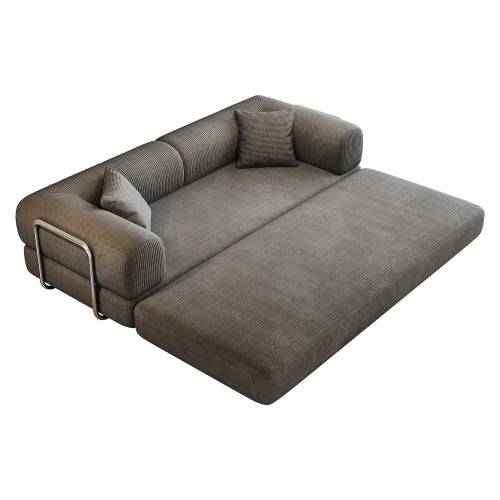 78.8 inch  Grey Boneless Corduroy Convertible Compressed Floor Sofa Bed, No Assembly