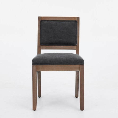 2-Piece Farmhouse Fabric Upholstered Dining Chairs, Mid-Century Solid Hardwood Side Chairs, Cushioned Gray Chairs for Kitchen & Breakfast Nook