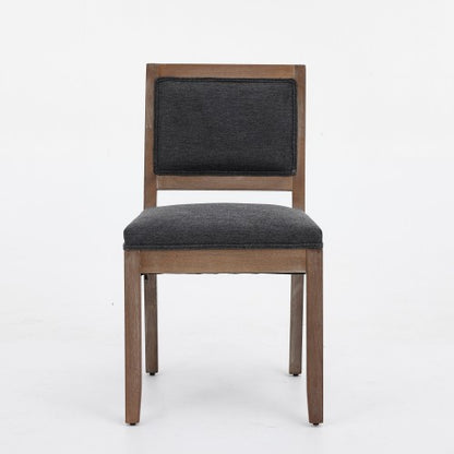 2-Piece Farmhouse Fabric Upholstered Dining Chairs, Mid-Century Solid Hardwood Side Chairs, Cushioned Gray Chairs for Kitchen & Breakfast Nook