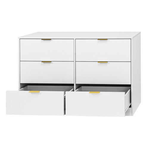 Modern 6-Drawer Dresser, Chest of Drawers for Bedroom, Living Room, Hallway, and Entryway - Large Storage Cabinet White
