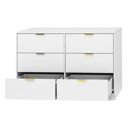 Modern 6-Drawer Dresser, Chest of Drawers for Bedroom, Living Room, Hallway, and Entryway - Large Storage Cabinet White