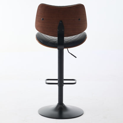 Walnut Bentwood Bar Stools Mid Century Modern Adjustable Counter Height Black Leather Upholstered 360°Swivel Bar Chairs for Kitchen Island/Dining Room/Cafe,Beige,Set of 2