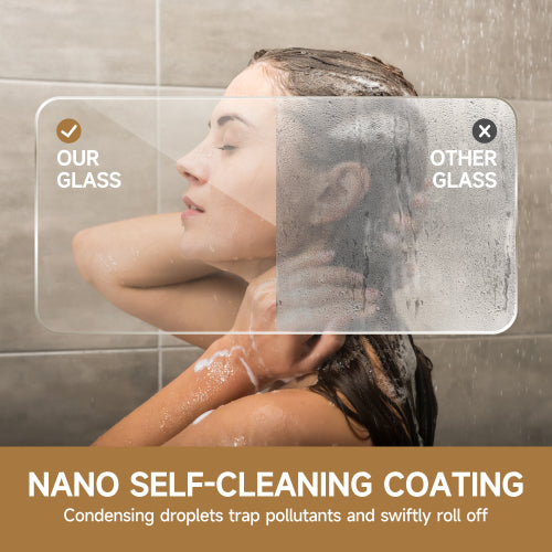 56"-60" W x 72" H Chrome Aluminum Frame Double Sliding Shower Door with 1/4" (6mm) Nano-Coated Clear Tempered Glass and Dual Stainless Steel Handles