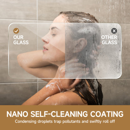 56"-60" W x 72" H Chrome Aluminum Frame Double Sliding Shower Door with 1/4" (6mm) Nano-Coated Clear Tempered Glass and Dual Stainless Steel Handles