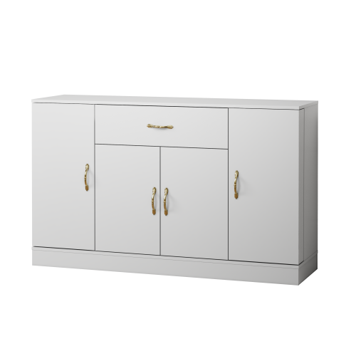 Sideboard Buffet Cabinet with Storage, Large Kitchen Storage Cabinet with 1 Drawer and 4 Doors, Modern Coffee Bar for Kitchen Dining Room, White