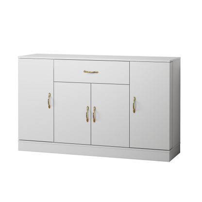 Sideboard Buffet Cabinet with Storage, Large Kitchen Storage Cabinet with 1 Drawer and 4 Doors, Modern Coffee Bar for Kitchen Dining Room, White