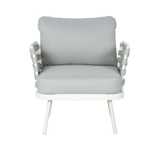 Mariano Steel Club Chair Set of 2, Off White+Grey