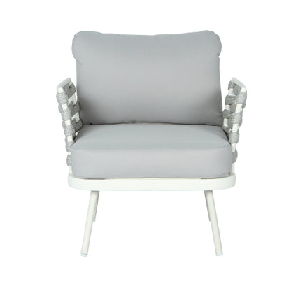 Mariano Steel Club Chair Set of 2, Off White+Grey
