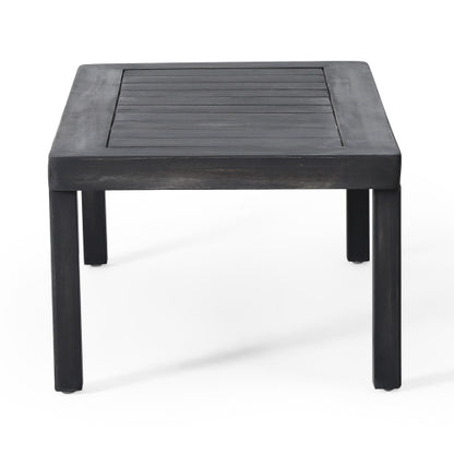 Acacia Wood Outdoor Loveseat and Coffee Table Set with Cushions, Dark Gray