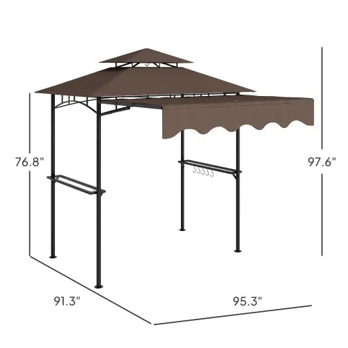 Outdoor Grill Gazebo 8' x 5' Gazebo Shelter with Side Awning