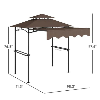 Outdoor Grill Gazebo 8' x 5' Gazebo Shelter with Side Awning