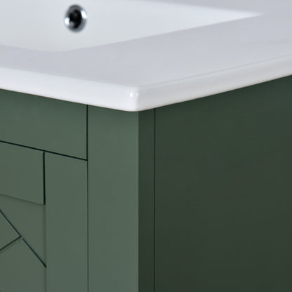 30'' Bathroom Vanity with Ceramic Sink Combo,Solid Wood Frame Bathroom Storage Cabinet, Freestanding Vanity Set with 3 Drawers& Soft Closing Doors