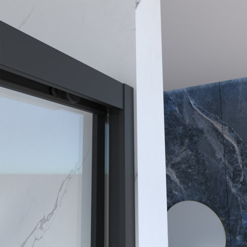 56-60"x70" Aluminum Frame Double Sliding Shower Door,Bypass Bathroom Sliding Door with Premium 5/16" (8mm) Clear Tempered Glass, Black Hardware Sliding Glass Shower Enclosure,Matte Black Finished