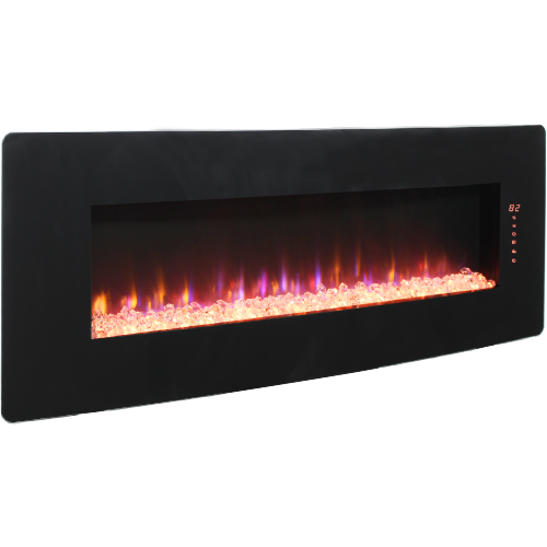 48 inch Curved Front Wall Mounted Electric Fireplace with remote and multi color flame & emberbed