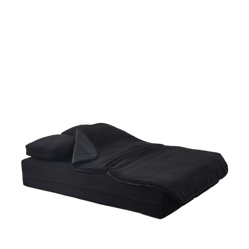 75 inch  Corduroy Convertible Floor Sofa Bed with Built-in Blanket & 4 Pillows