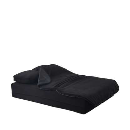 75 inch  Corduroy Convertible Floor Sofa Bed with Built-in Blanket & 4 Pillows