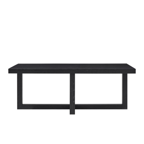 Contemporary Rectangular Coffee Table Black Cross Base Wood Finish