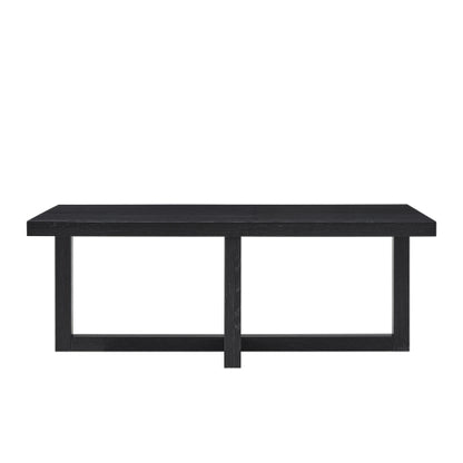 Contemporary Rectangular Coffee Table Black Cross Base Wood Finish