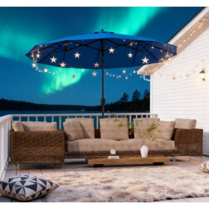 Outdoor Umbrella,Double-sided Patio Umbrella,with Push Button Tilt and Crank,3 Air Vents and 12 Ribs