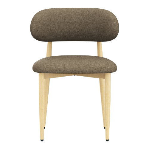 Lamb-Wool-Look Upholstered Metal Dining Chairs, Set of 2, Coffee
