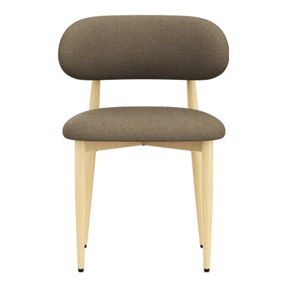 Lamb-Wool-Look Upholstered Metal Dining Chairs, Set of 2, Coffee
