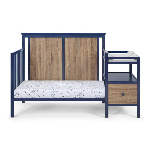 4-in-1 Crib and Changer Combo Midnight Blue/Vintage Walnut