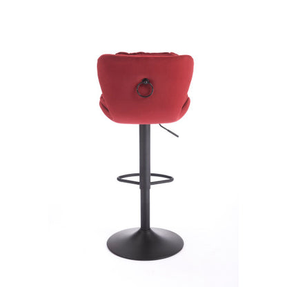 Set of 2 Bar Stools with powder Footrest and Base Swivel Height Adjustable Mechanical Lifting Velvet + powder Leg Simple Bar Stool-RED