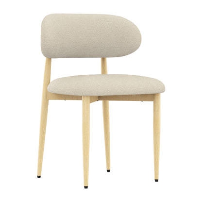 Lamb-Wool-Look Upholstered Metal Dining Chairs, Set of 2, Cream