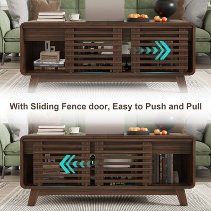 47 Inch Mid Century Coffee Table Sliding Top Storage Walnut Finish