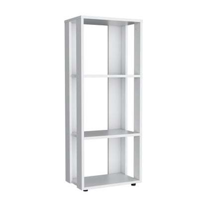 39 Inch Compact Four-Tier White Bookcase Small Space Household Storage Shelf