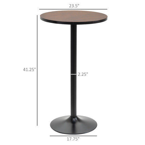 42inch   H Bar Height Round Bar Table, Rustic Industrial Pub Table, Elm Wood Top Bistro Table with Metal Base