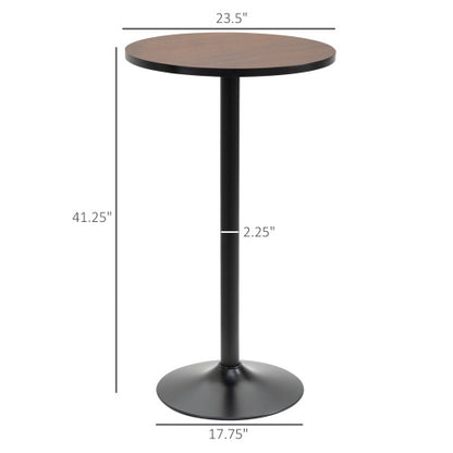 42inch   H Bar Height Round Bar Table, Rustic Industrial Pub Table, Elm Wood Top Bistro Table with Metal Base
