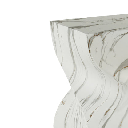 Cement Outdoor End Tables for Patio, GardenAccent Table Faux Terrazzo Accent Table, Modern Small Round Side Tablefor Outside, Tree Stump Garden Stool DrumTable indoor and Outdoor