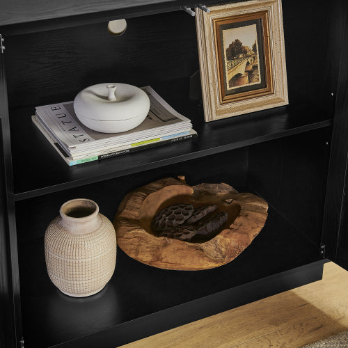 Modern 64 inch TV Stand with Magnetic Doors and Adjustable Storage