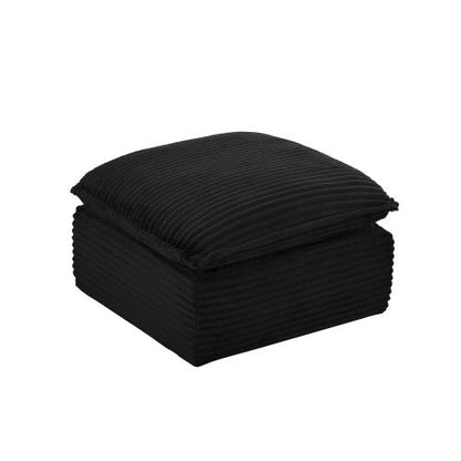 Black Modular Vacuum Compression Square Ottoman, Upholstered No-Assembly Footrest for Sectional Sofa