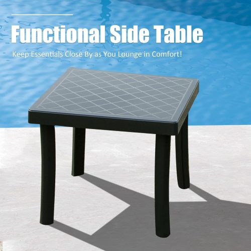 Pool Lounge Chairs Set of 2 with Side Table, Aluminum Adjustable Outdoor Chaise Lounge with Wheels, All Weather Poolside Chairs for Deck Lawn Patio Backyard, Textilene- Dark Gray