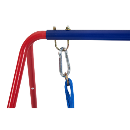 XNS067B green and blue interesting 2 in 1 baby swing mental plastic safe swing set 110lbs for outdoor playground for age 3+