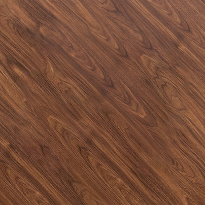 Round Wood Grain Dining Table with Glass Inlay & Glass Shelf