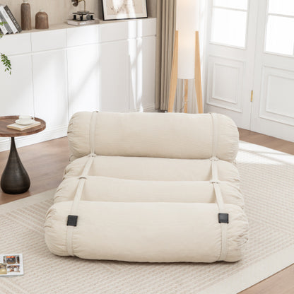 Adjustable Corduroy Lazy Floor Sofa with 5 Cylindrical Pillows Multi-Person Leisure Chair for Living-Room Bedroom