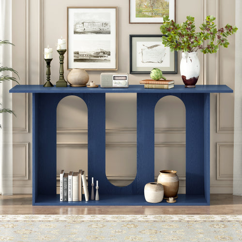 Modern and Curved Design Ash Veneer Console Table with Shelf,Suitable for Entryway,Hallway Living Room,Foyer,Corridor
